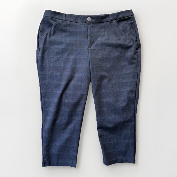 Democracy Pants - Democracy Pants Womens 22W Blue Ab Solution Plaid Skyrise Dark‎ Academia Cropped